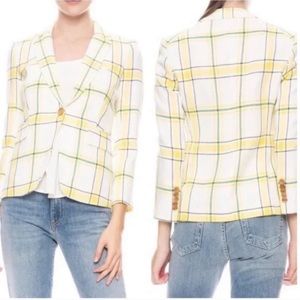 Veronica Beard White with yellow and green plaid